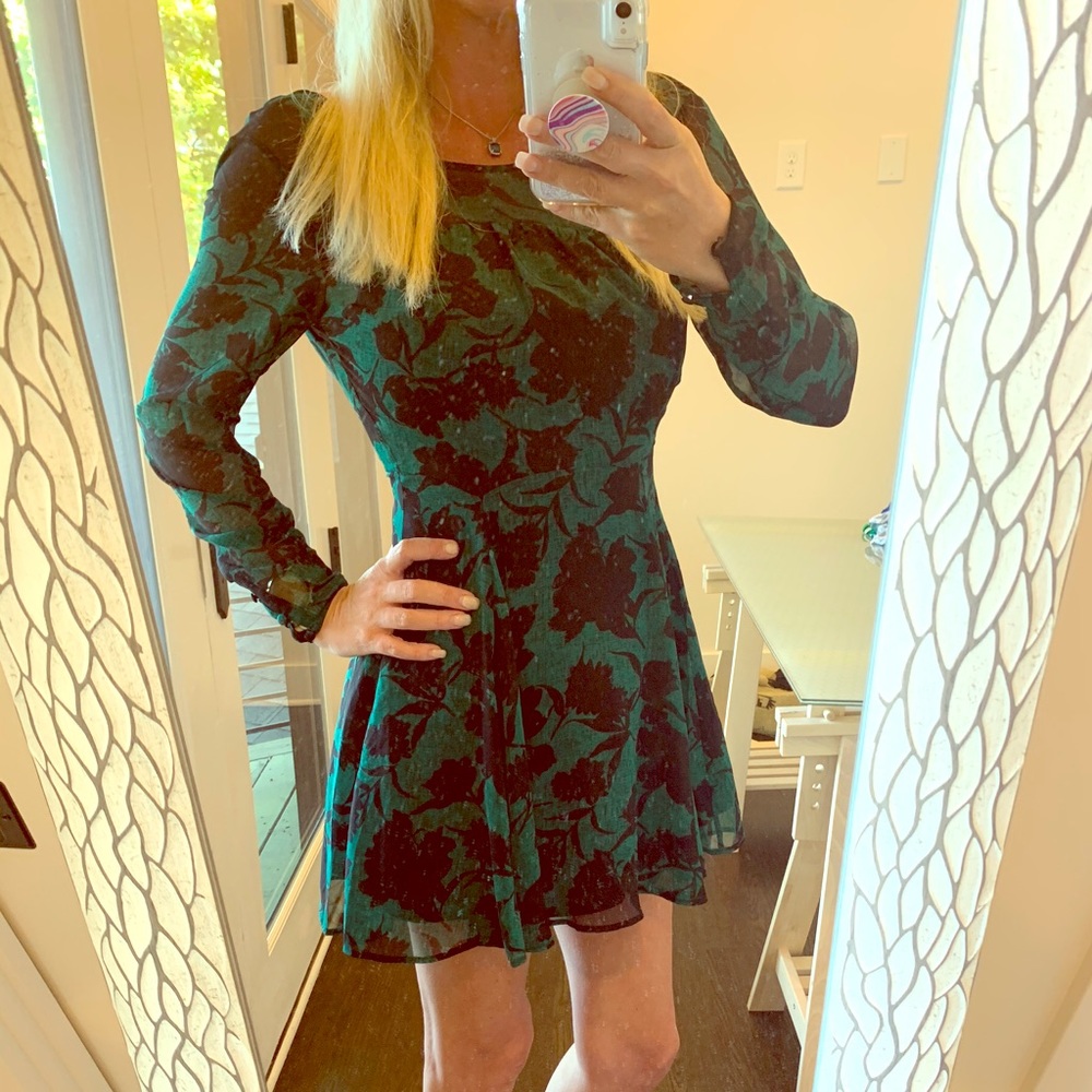 Green and Black skater style dress